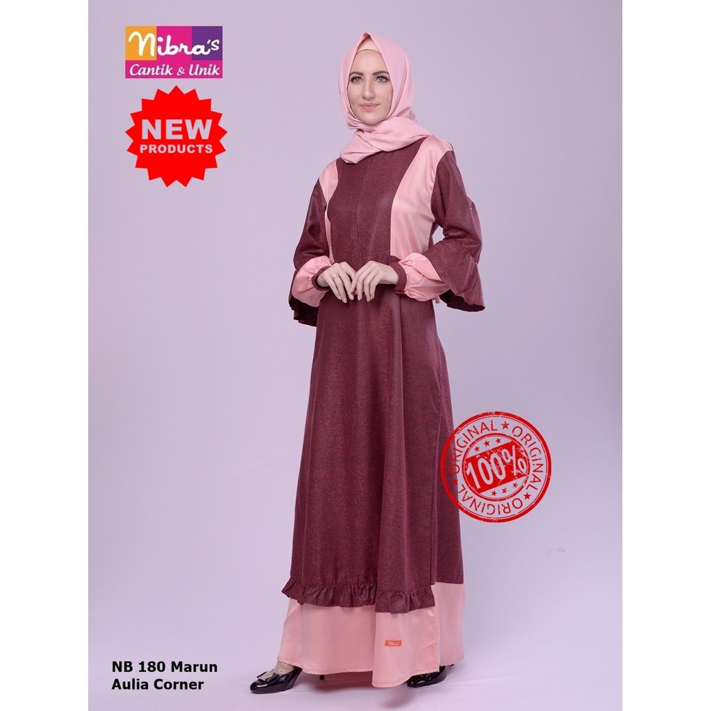 LARIS Baju Gamis Pesta Nibras NB 180 Maroon Model Baju Gamis Modern