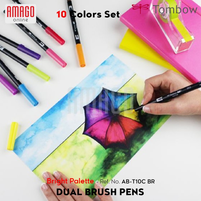 TOMBOW Dual Brush Pens - BRIGHT Palette of 10 colors - AB-T10C BR