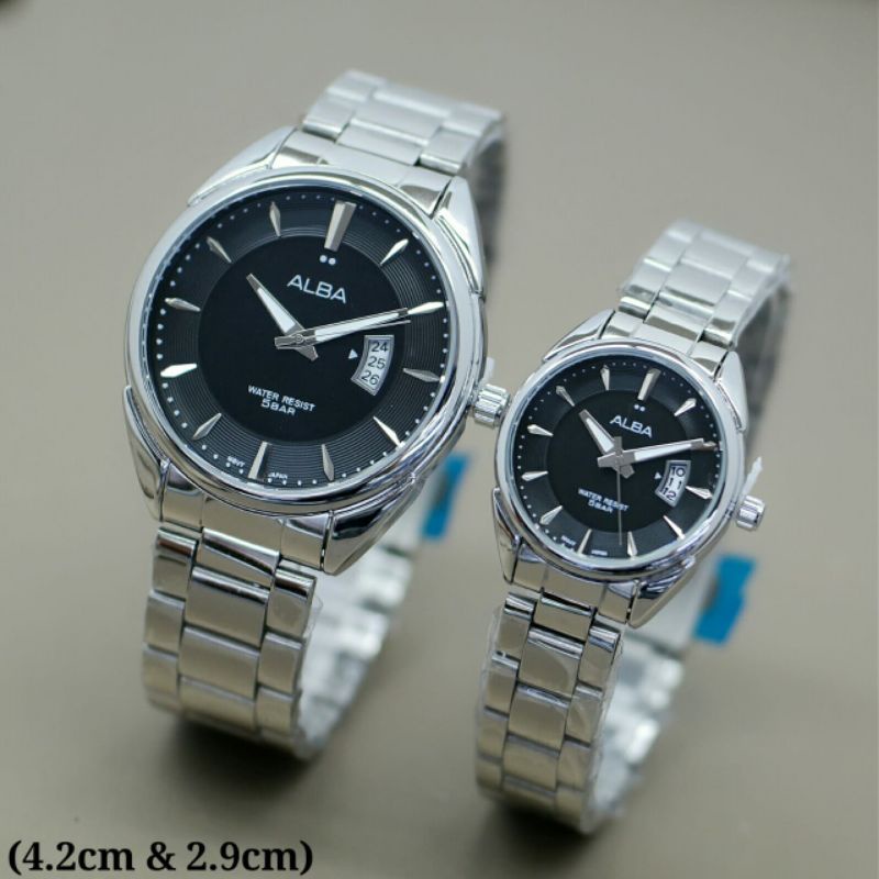 Promo jam Tangan Couple Alba Anti air,free Box dan batre cadangn