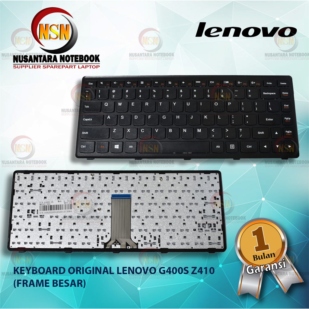 Keyboard Original Lenovo G400 G400S G400AS G405 Z410 Frame Besar Black