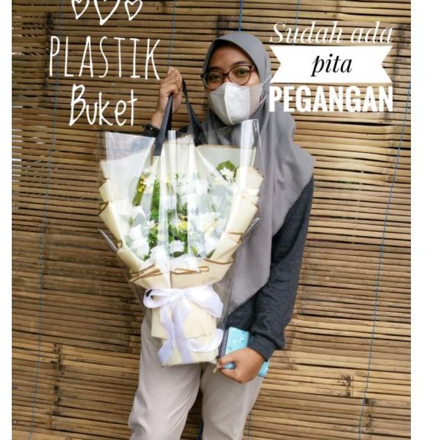 

WOW BANGET Plastik opp buket 5pc sudah ada pita pegangan ༄ 877