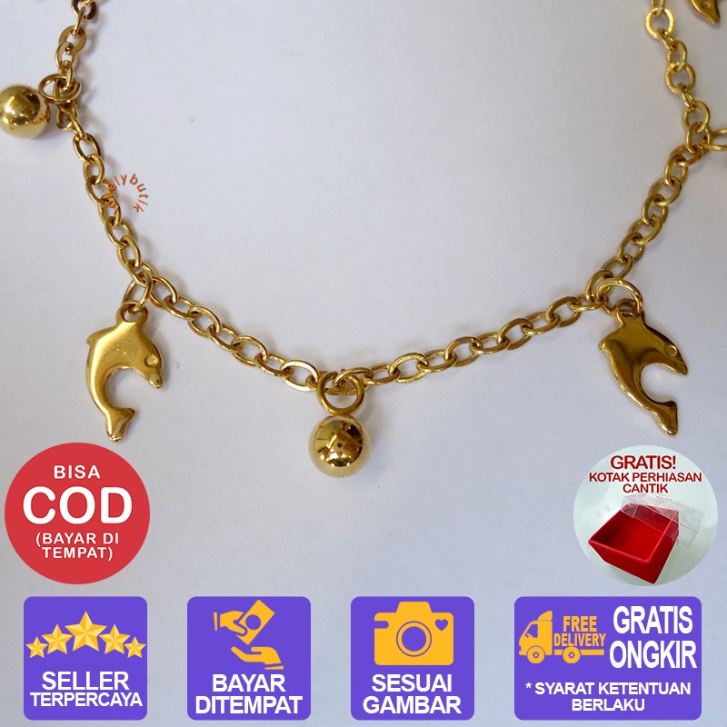 Lovelybutik Gelang Titanium Anti Karat / Gelang Tangan Wanita Titanium / Dolphin New Gelang Tangan