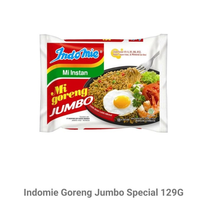 

Ss5g Indomie Goreng Jumbo Special 129Gr Ff0415