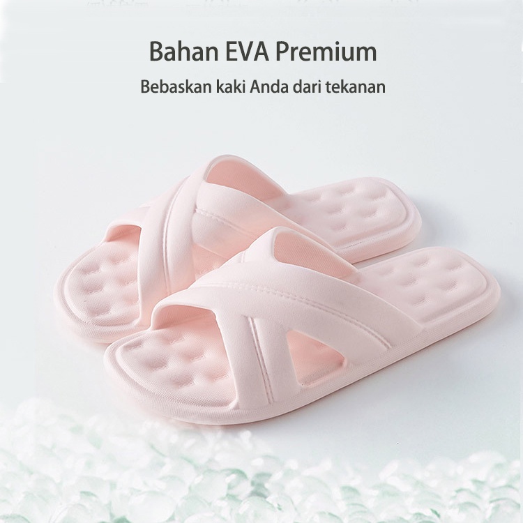 MINISO Sandal Kamar Mandi Sendal Selop Polos Model Cross Comfortable Nyaman Dewasa Non Slip Indoor-6