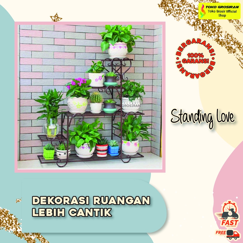 Standing Besi Pot Bunga Flower Dekorasi Hiasan Taman Halaman Rumah By Tokogrosiran