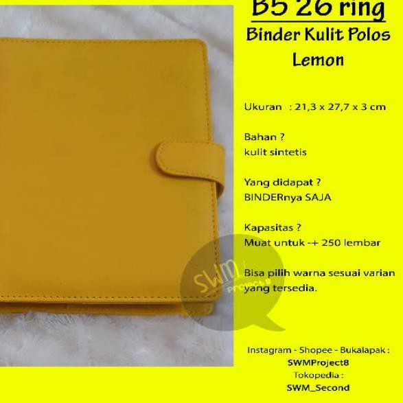 

Harga Spesial * Binder Ready B5 26ring - 26 lubang hole file personal organizer kulit polos oH2.