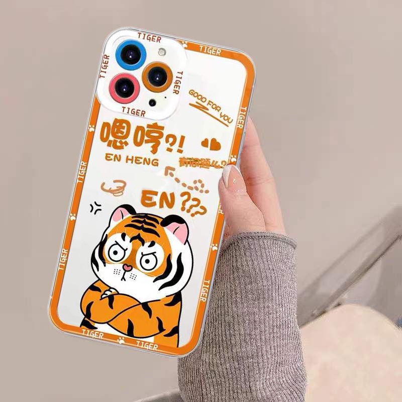 Soft Case Silikon TPU Transparan Motif Harimau Untuk IPhone 13 12 Mini 11 Pro X XR XS Max SE 2020 6 6S 7 8 Plus