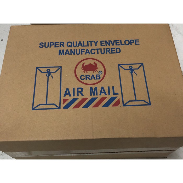100 Lembar Amplop Coklat Airmail Tali 308 Ukuran 19,5 x 27,5 Merk CRAB - Amplop Dinas Airmail Pakai