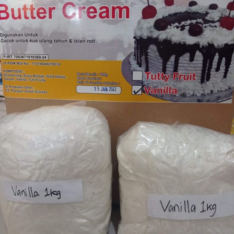 Butter Cream Vanila Jitu 1kg / Butter Cream Rasa Vanilla 1kg Termurah Terlaris