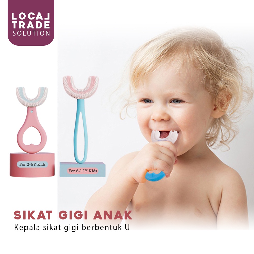 [2 - 12 Tahun] Sikat Gigi Anak Bentuk U Bahan Silikon Tooth Brush Baby Silicon Type U 360 Derajat