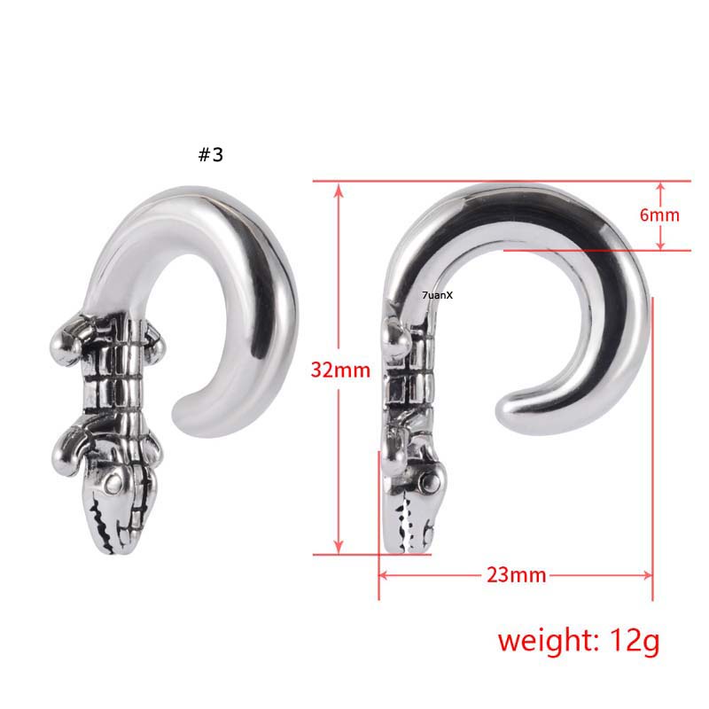 2 Piece Snails Shapes Plug Earrings Lobe Piercing Stainless Steel Silver Color