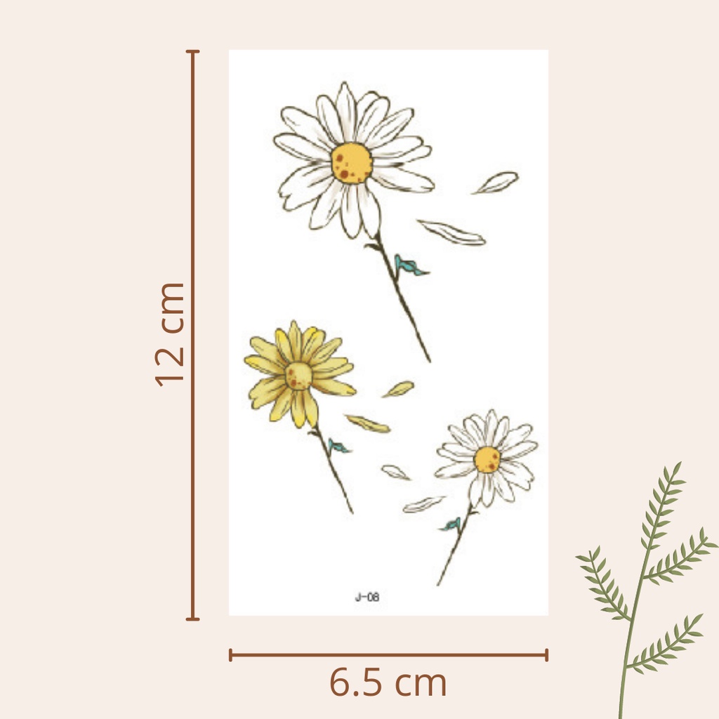 Stiker Tattoo Daisy &amp; Flowers Besar | Tato Temporer | Waterproof