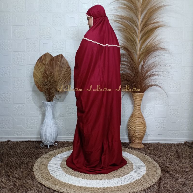 FIQLA COLLECTION - Mukena Terusan / Lajuran Katun Rayon Dewasa Renda - Renda Starla Kecil