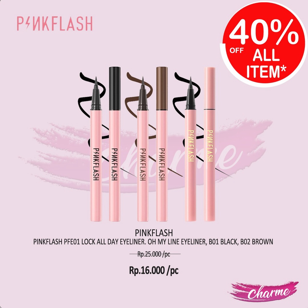(READY &amp; ORI) Pinkflash Lock All Day Eyeliner pink flash E01 E 01