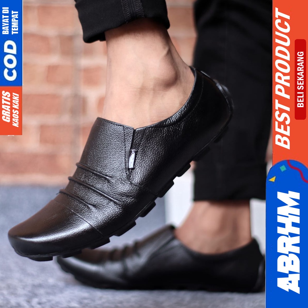 ABRHM FLUD Sepatu Formal Pantofel Kerja Hitam