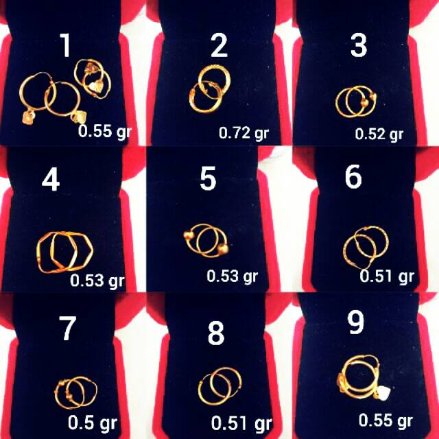 Kerabu atau anting anak anak emas asli 16K lokal medan