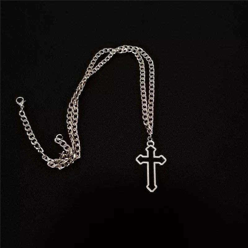 [BISA COD] Kalung Liontin Salib Gaya Hip Hop Korea | Rantai 70cm