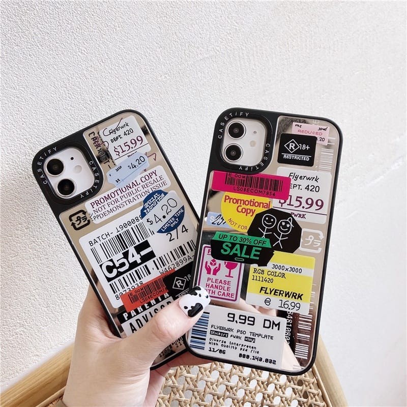 IPHONE 11 12 13 14 PRO MAX 14 PLUS HYBRID CASE CASETIFY MIRROR LABEL