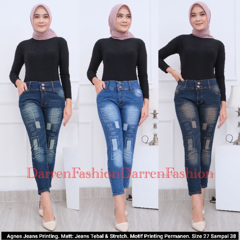 Celana Jeans Wanita 7/9 Agnes Stretch Skinny