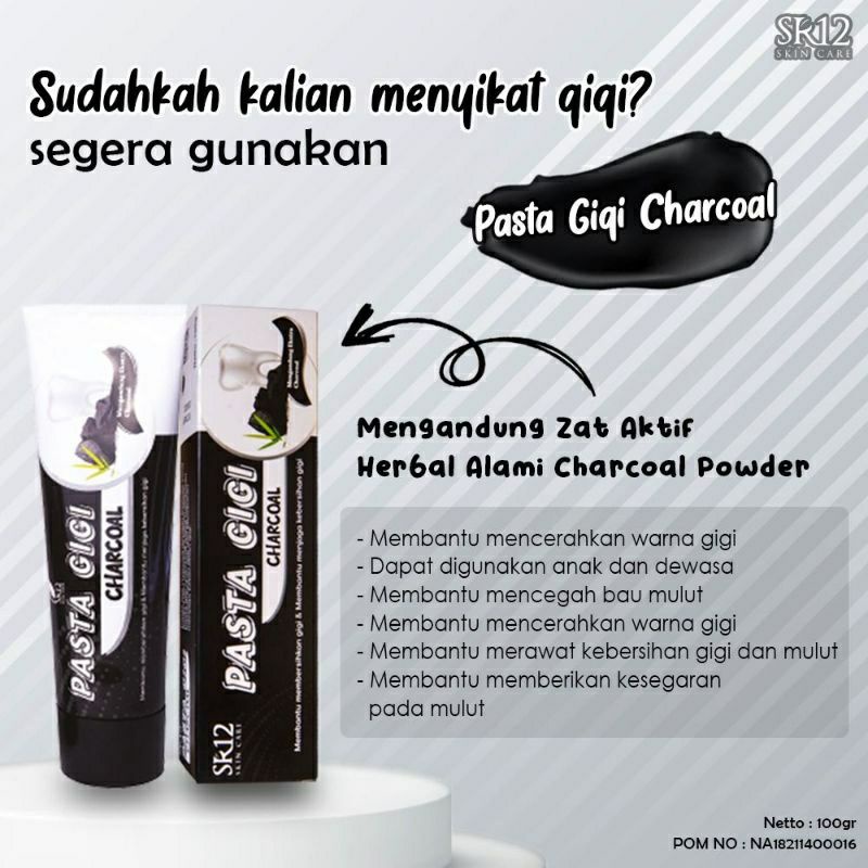 PASTA GIGI CHARCOAL SR12/ PASTA GIGI SIWAK DAUN SIRIH/ PEMUTIH GIGI