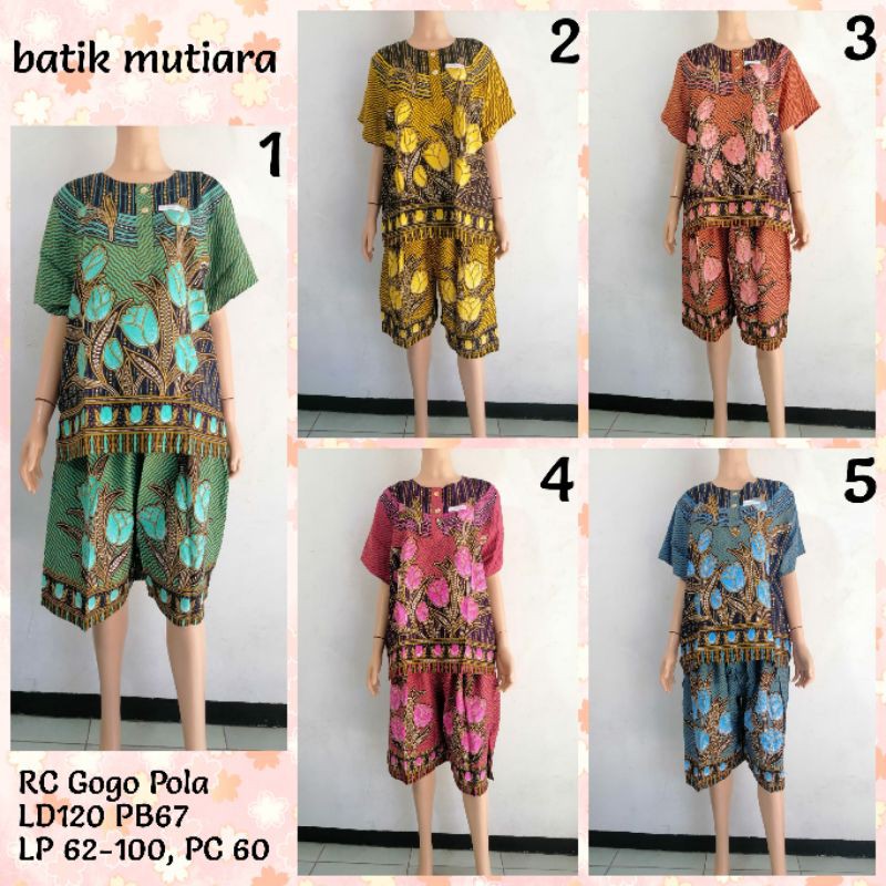 SETELAN BATIK BAJU TIDUR WANITA RUMAHAN SANTUNG RC GOGO POLA HAP BUSUI TTLP + JPNSE