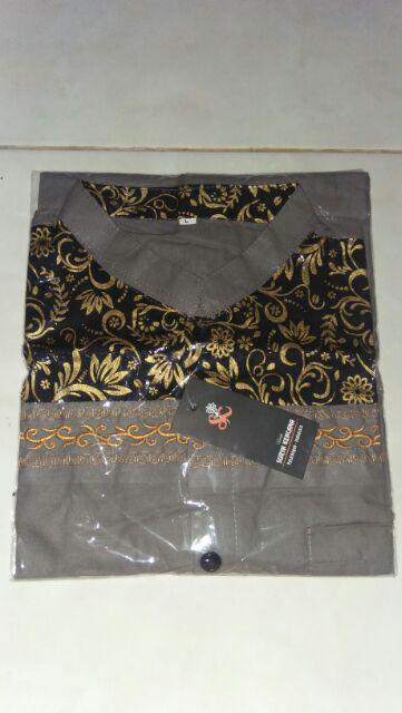 Kemeja Koko Pendek Kombinasi Batik Pekalongan