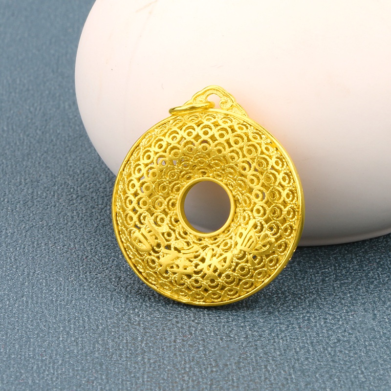 Kalung Emas Asli Kadar 375 Dengan Liontin Bentuk Piringan Perdamaian Untuk Pria Dan Wanita