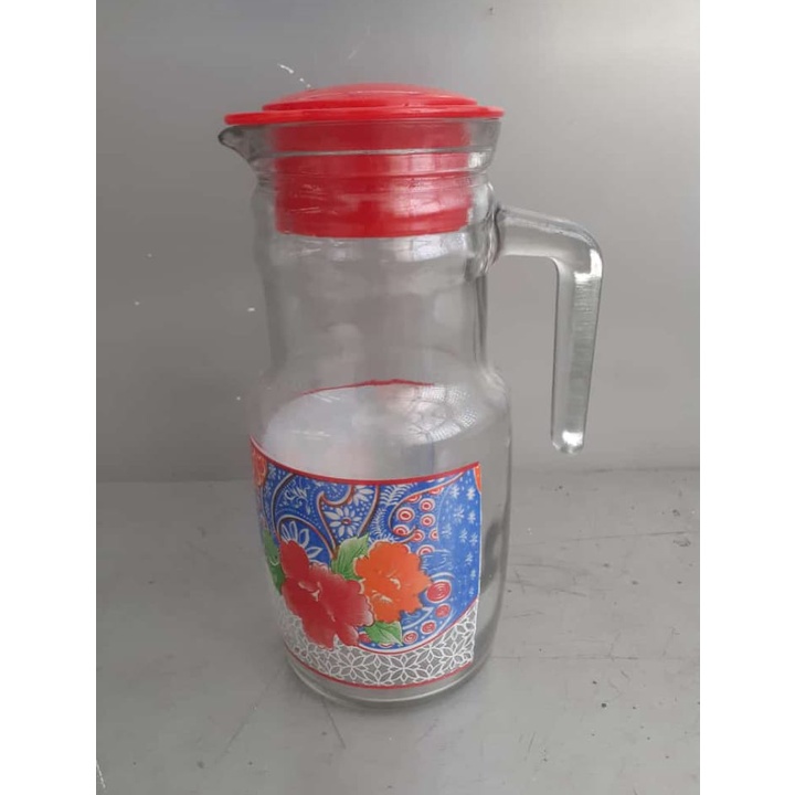 Hampers Cantik Souvenir Teko Kaca Pitcher Set Cantik Drink Set Gelas Kaca Unik Pitcher Kaca Merah Be