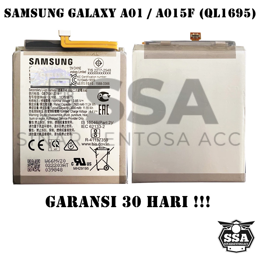 Baterai Original 100% Samsung Galaxy A01 A015F QL1695 Batrai Batu Batre Battery Batrei Handphone ORI HP