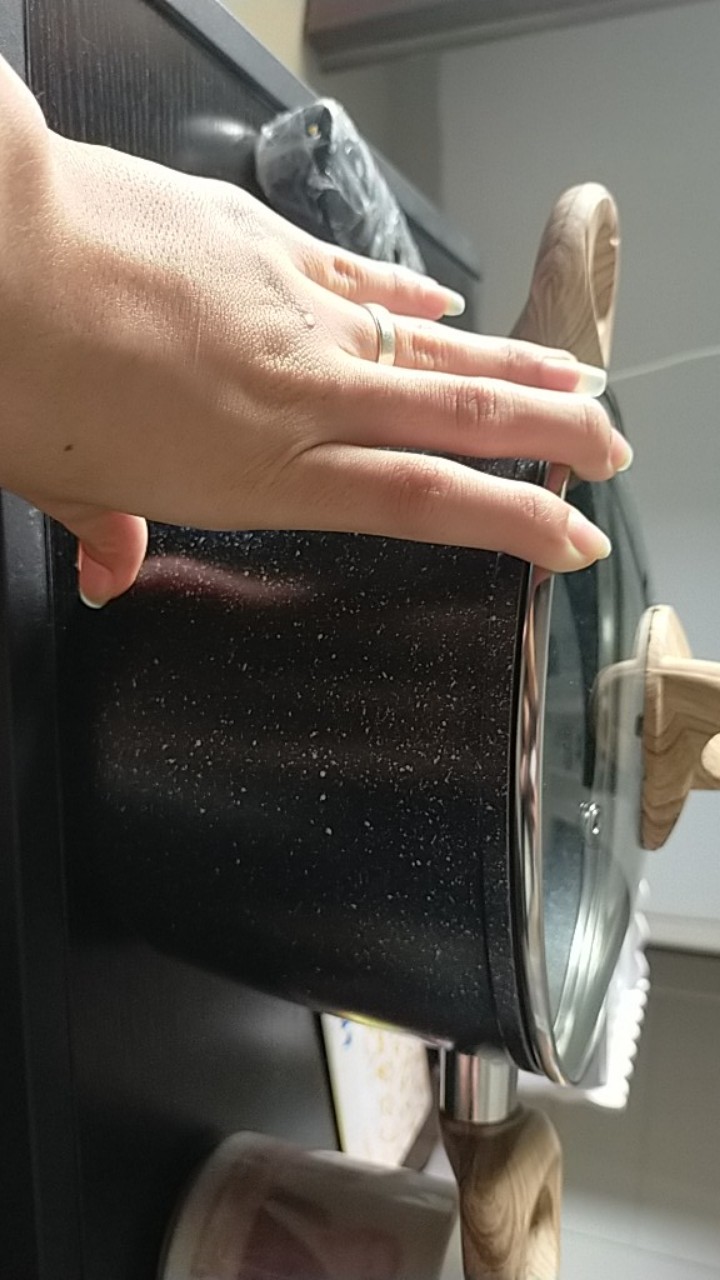 Yoshikawa Mj1212 20cm Panci Tinggi Marble Tutup Kaca Fry Wok ( Iop-3 )