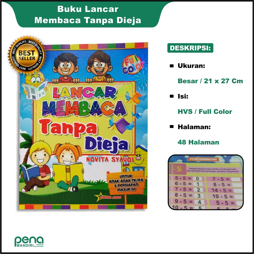 Lancar Membaca Tanpa Dieja - Buku Aktivitas Anak Belajar TK PAUD (FULL COLOR)