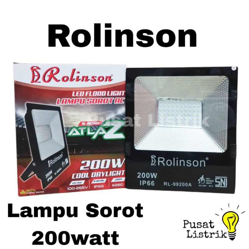 Lampu Sorot LED 200Watt Rolinson Lampu Tembak Lampu FloodLight LED 200W