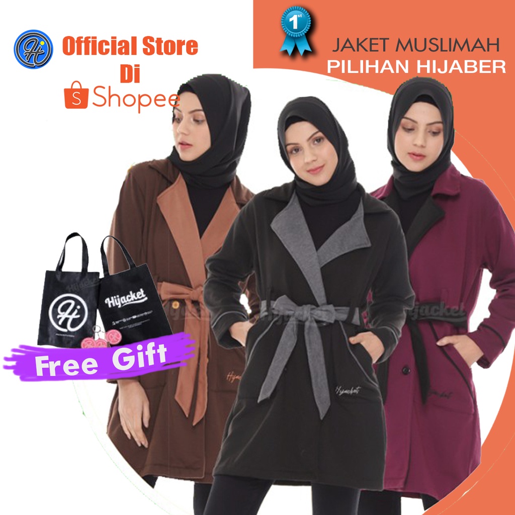 Jaket Sweater Wanita Muslimah Hijacket Elnara - Switer Hoodie Outwear Panjang Hijaber Hijabers