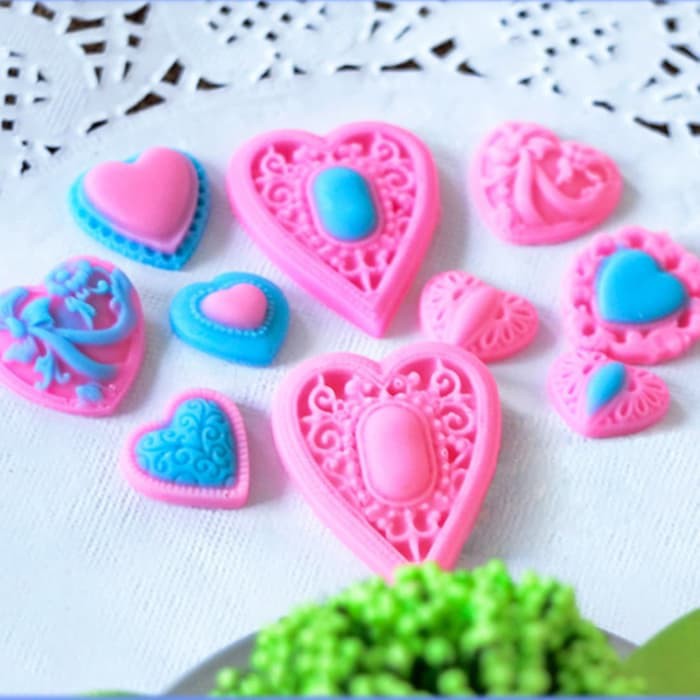 3D Silicon Mold Fondant Cake Decoration - Seven Holes Heart