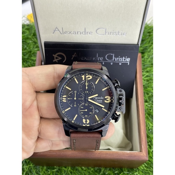 alexandre christie 6280mc black kulit coklat pria