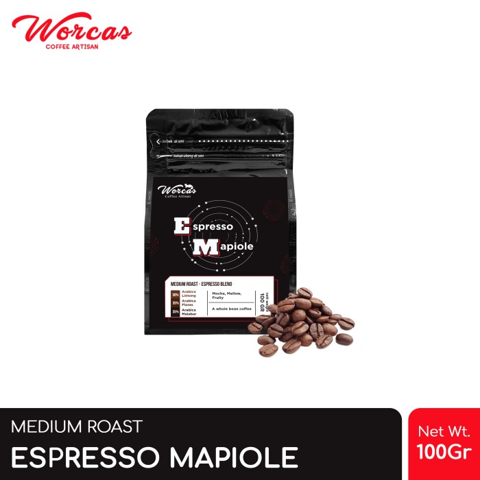 

H2J0U2J1U Worcas Mapiole Espresso Blend 100 Gram - Medium Roast - Kopi Biji HyYj