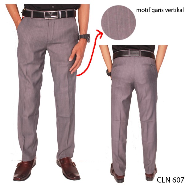 Celana Kerja Formal Pria Katun Abu Terang – CLN 607