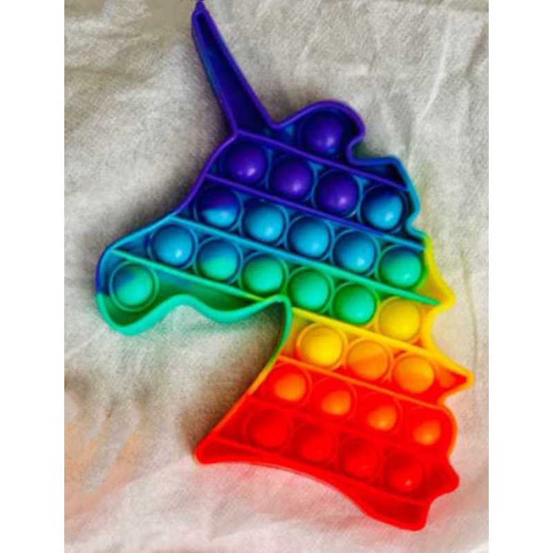 Pop It Tiktok Tas Mainan Sensory Fidget Pop It Toy-Unicorn Rainbow