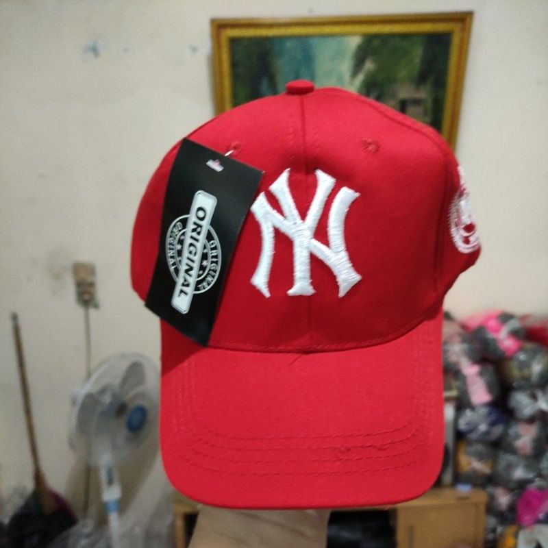 Topi NY New York Topi Baseball Pria Wanita-merah