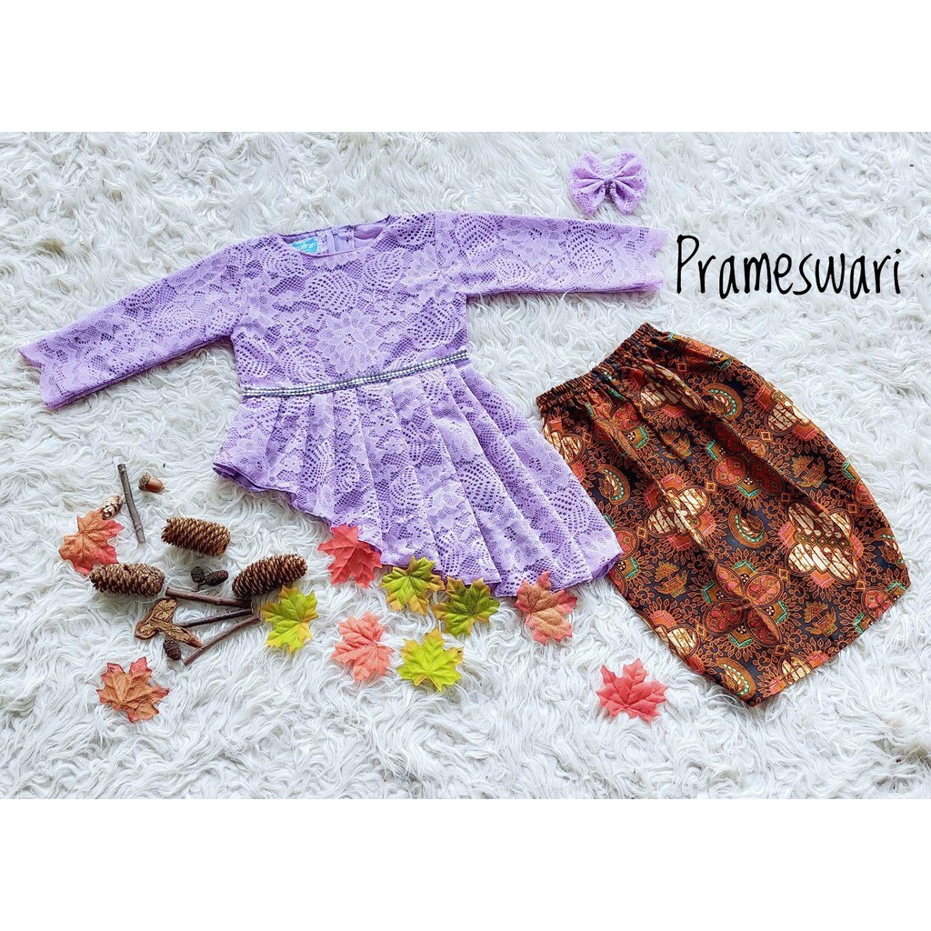 Kebaya Prameswari/Setelan  Kebaya Brukat Anak dan Dewasa/Setelan Sarimbit/Setelan Kebaya Warna Ungu 