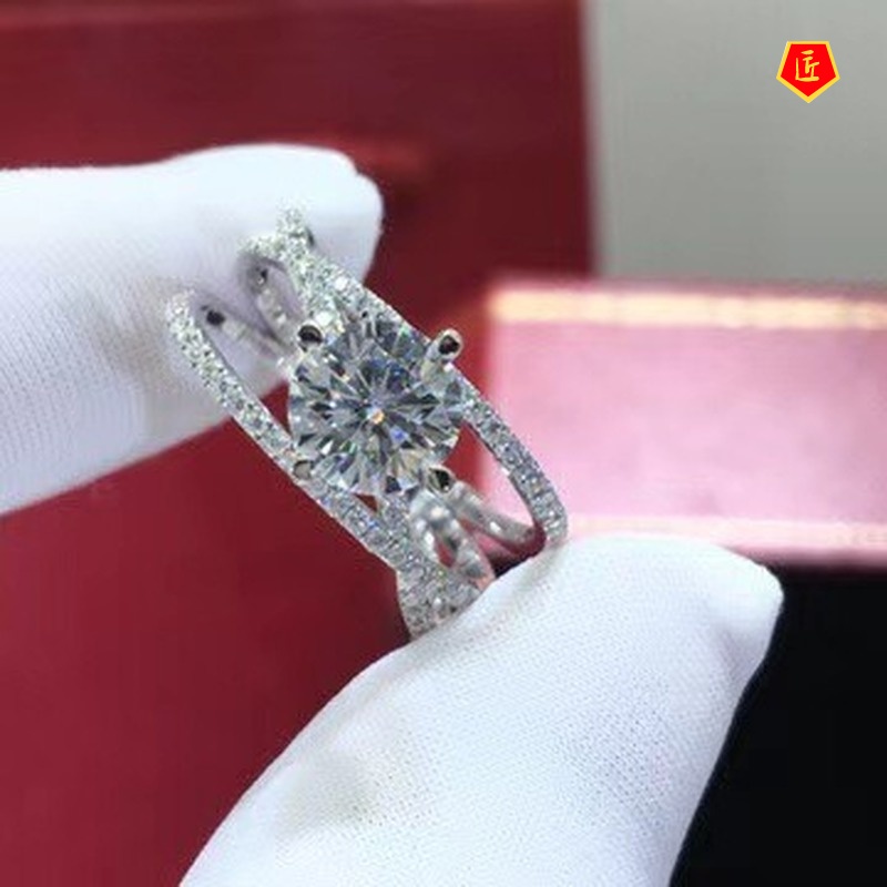 [Ready Stock]Luxury Full Diamond Moissanite Cross Winding Ring