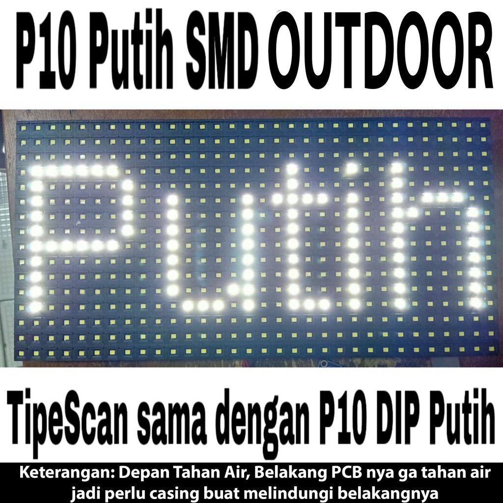 Panel Modul LED P10 Putih SMD OUTDOOR HUB12 32x16cm