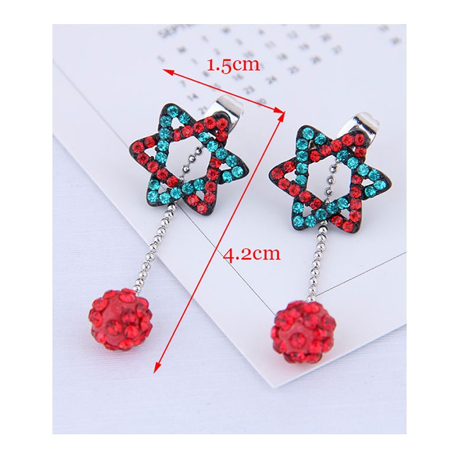 LRC Anting Tusuk Fashion Color Compilation Of Star Ball Stud Earrings A57983