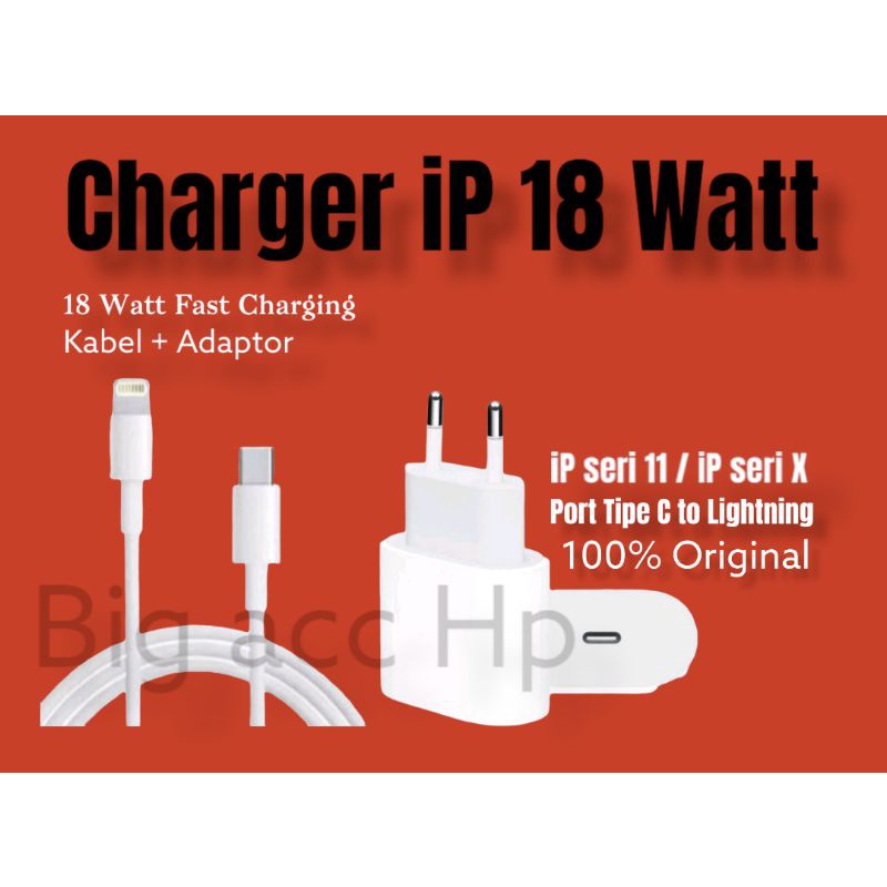 Charger Fast Charging iP 18 Watt C to Lightning Casan / Adaptor / kepala Casan / Kabel