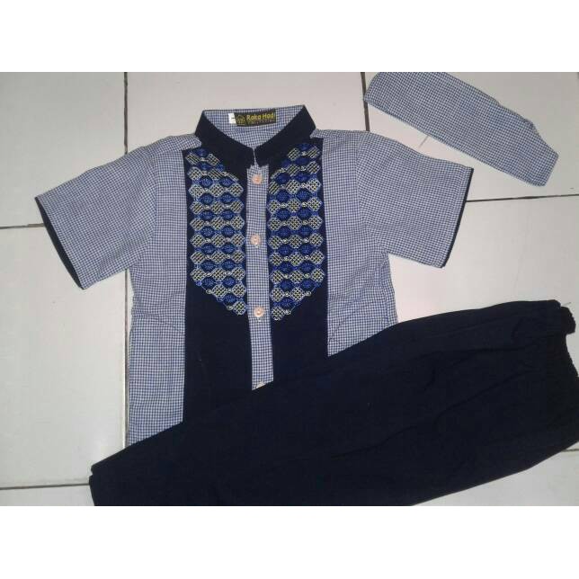 Fashion anak murah terbaru Baju Koko Muslim Lengan Panjang AL HASAN Ukuran Size M L XL Dewasa D5Z3