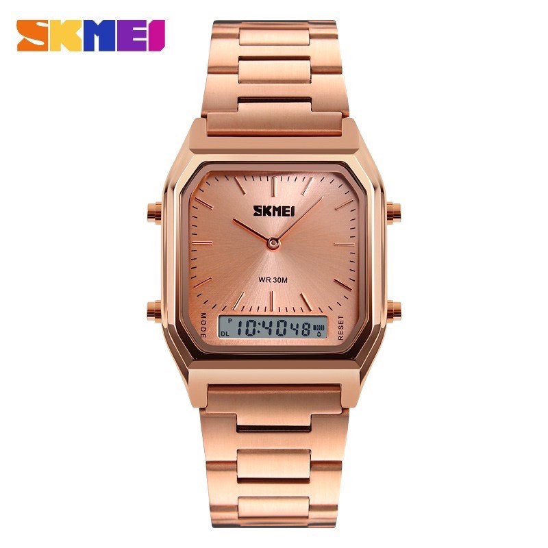 Jam Tangan Wanita Dual Time Digital Analog Skmei 1220 Water Resistant 30m