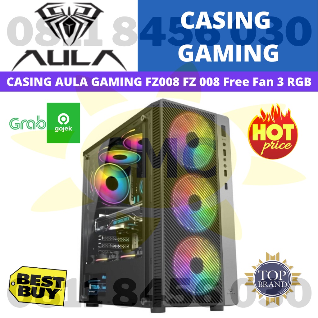 Casing PC Gaming Case AULA FZ008 FZ 008 Free 3 fan RGB
