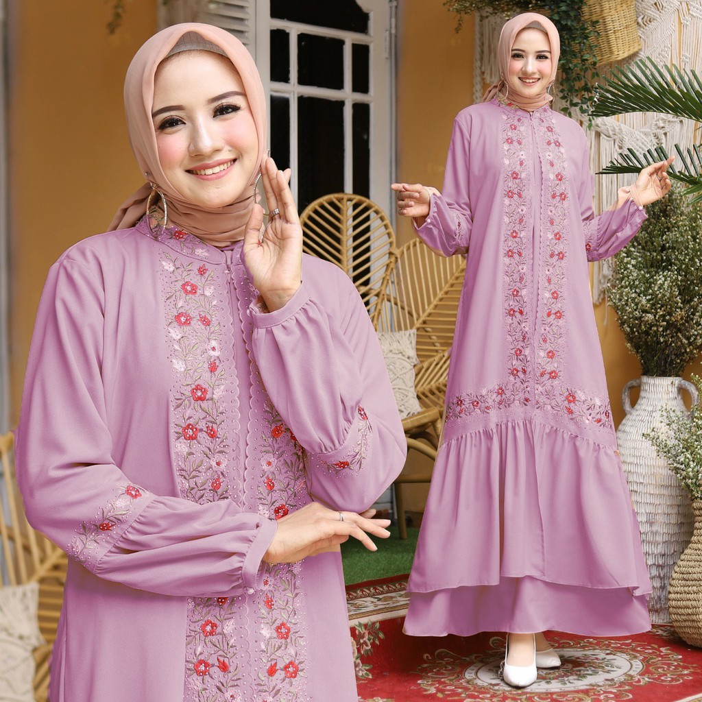 HOPYLOVY - Gamis Wanita Hijab Bermotif Beallin