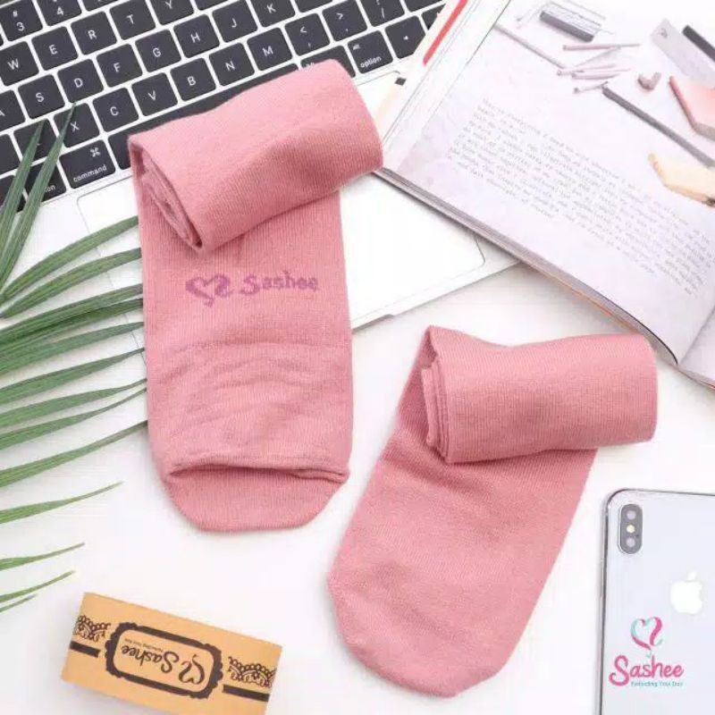 ORIGINAL Kaos Kaki Wudhu Panjang Selutut | Kaos Kaki Sashee Wudhu Panjang Muslimah Polos-Rose