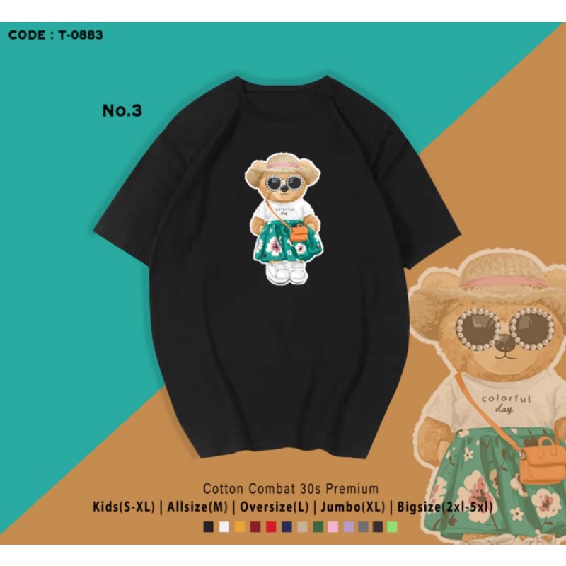 KAOS BERUANG CEWE LUCU/TSHIRT BEAR KATUN PREMIUM/TSHIRT BEAR GIRL